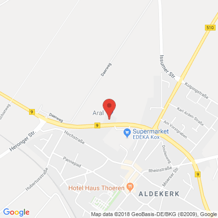 Position der Autogas-Tankstelle: Aral Tankstelle in 47647, Kerken