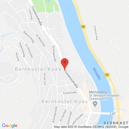 Position der Autogas-Tankstelle: Taxi Priwitzer in 54470, Bernkastel-Kues