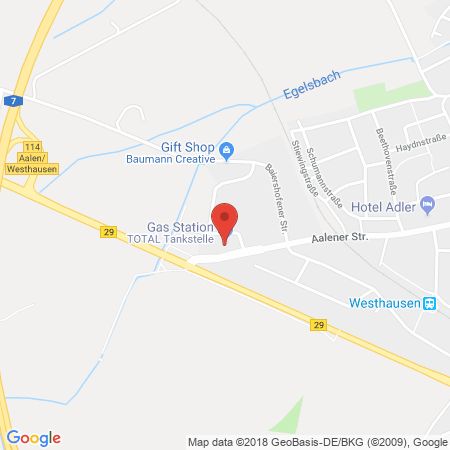 Position der Autogas-Tankstelle: Total Westhausen in 73463, Westhausen