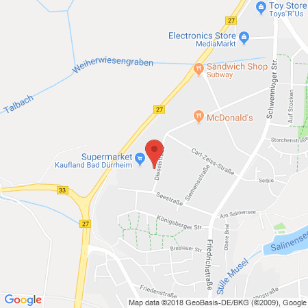 Position der Autogas-Tankstelle: Sb-markttankstelle Bad Duerrheim Dieselstr. in 78073, Bad Duerrheim