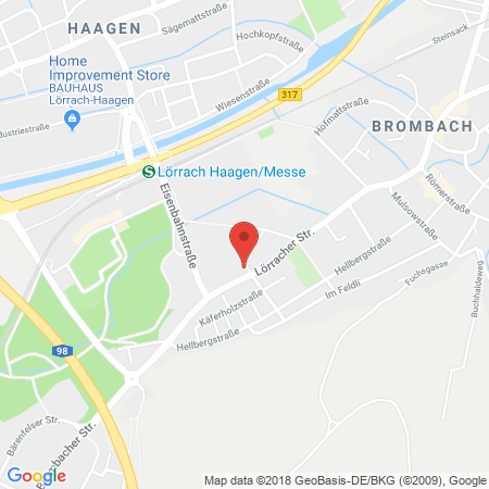 Position der Autogas-Tankstelle: AVIA Tankstelle in 79541, Lörrach
