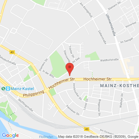 Position der Autogas-Tankstelle: Aral Tankstelle in 55246, Mainz-kostheim