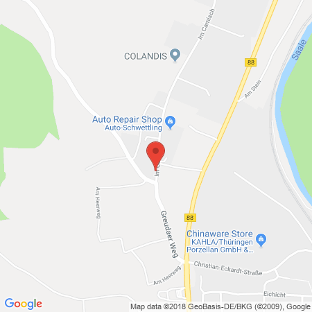 Position der Autogas-Tankstelle: Autohaus Dünkel in 07768, Kahla