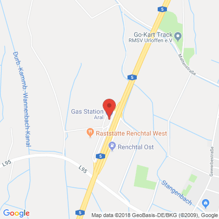 Position der Autogas-Tankstelle: Aral Tankstelle, Bat Renchtal West in 77767, Appenweier