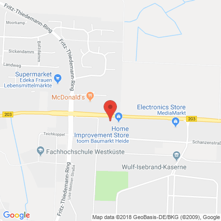 Position der Autogas-Tankstelle: Team Tankautomat Heide in 25746, Heide