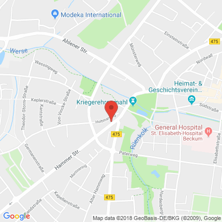 Position der Autogas-Tankstelle: Esso Tankstelle in 59269, Beckum