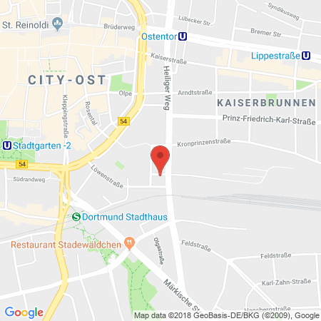 Position der Autogas-Tankstelle: Aral Tankstelle in 44135, Dortmund