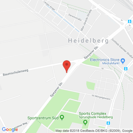 Position der Autogas-Tankstelle: OMV Tankstelle in 69124, Heidelberg