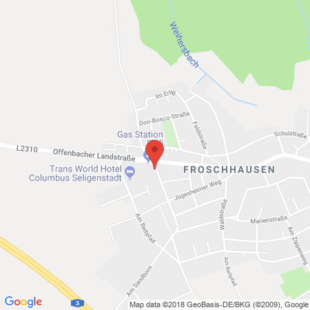 Position der Autogas-Tankstelle: Shell Tankstelle in 63500, Seligenstadt