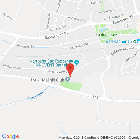 Position der Autogas-Tankstelle: Kraichgau Raiffeisen Zentrum Eg in 74906, Bad Rappenau