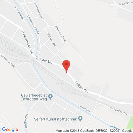 Position der Autogas-Tankstelle: KFZ-Instandsetzung Schrön in 99817, Eisenach