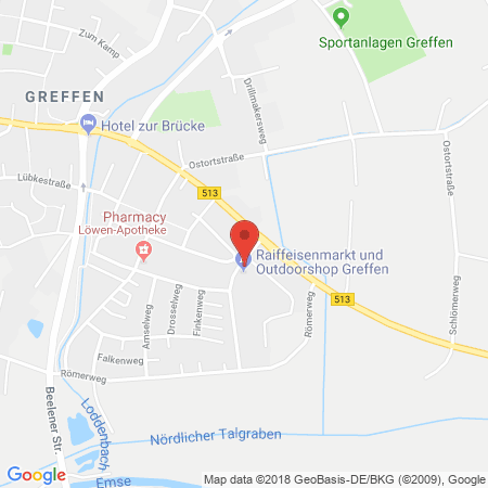 Position der Autogas-Tankstelle: Raiffeisen Ostmünsterland Eg in 33428, Greffen