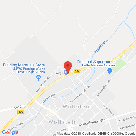 Standort der Tankstelle: ARAL Tankstelle in 55597, Wöllstein