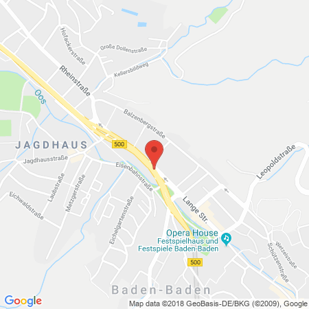 Position der Autogas-Tankstelle: Aral Tankstelle in 76530, Baden-baden