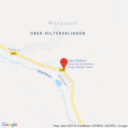 Position der Autogas-Tankstelle: AVIA Tankstelle in 64756, Mossautal-hiltersklingen