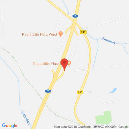 Position der Autogas-Tankstelle: BAB-Tankstelle Harz Ost (Aral) in 38723, Seesen