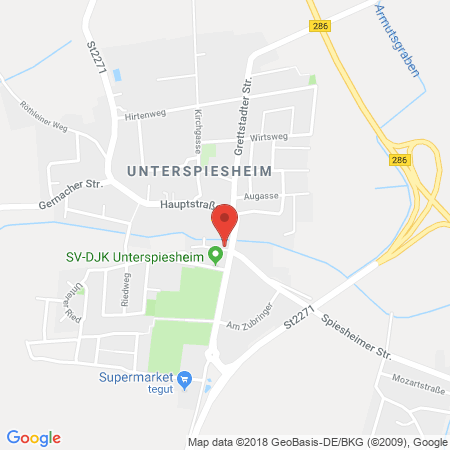 Position der Autogas-Tankstelle: Vr-bank Gerolzhofen Eg, Warenabteilung Unterspiesheim in 97509, Unterspiesheim