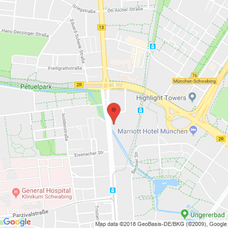 Position der Autogas-Tankstelle: Aral Tankstelle in 80804, München