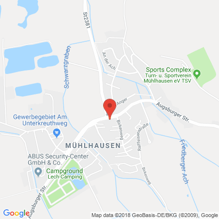 Position der Autogas-Tankstelle: AVIA Tankstelle in 86444, Affing