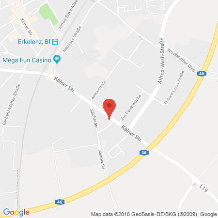 Position der Autogas-Tankstelle: Esso Tankstelle in 41812, Erkelenz