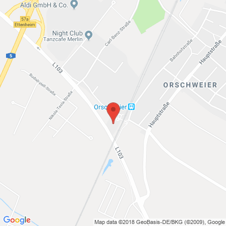 Position der Autogas-Tankstelle: Tankhof Grün - Mahlberg in 77972, Mahlberg-orschweier