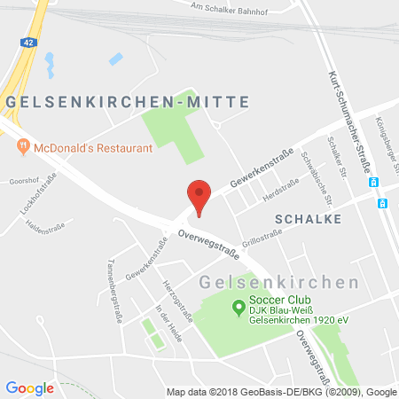 Position der Autogas-Tankstelle: Aral Tankstelle in 45881, Gelsenkirchen