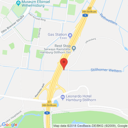 Position der Autogas-Tankstelle: BAB-Tankstelle Hamburg-Stillhorn-Ost (Aral) in 21109, Hamburg