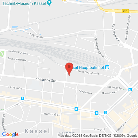 Position der Autogas-Tankstelle: Esso Tankstelle in 34117, Kassel