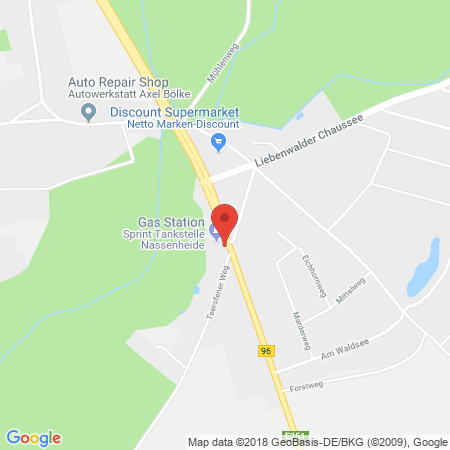 Position der Autogas-Tankstelle: Sprint Tankstelle in 16775, Loewenberger  Land Ot Nassenheide