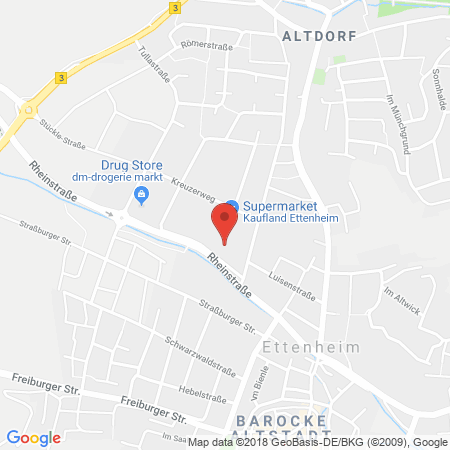 Position der Autogas-Tankstelle: Supermarkt-tankstelle Ettenheim Am Bahndamm in 77955, Ettenheim