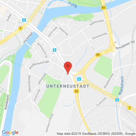 Position der Autogas-Tankstelle: Tankcenter Kassel in 34125, Kassel