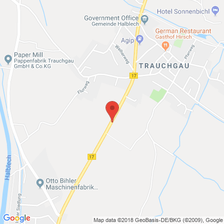 Position der Autogas-Tankstelle: Agip Tankstelle in 87642, Halblech (trauchgau)