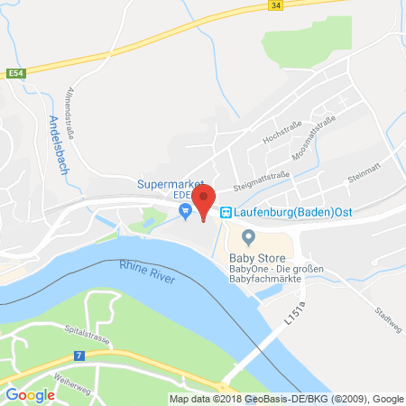 Position der Autogas-Tankstelle: Tankstelle Am E-center in 79725, Laufenburg