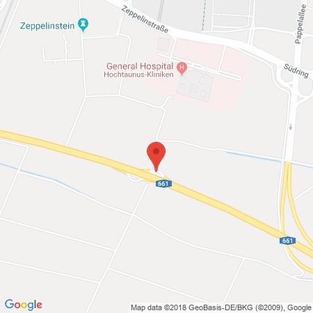 Position der Autogas-Tankstelle: Aral Tankstelle in 61352, Bad Homburg