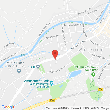 Position der Autogas-Tankstelle: Esso Tankstelle in 79183, Waldkirch