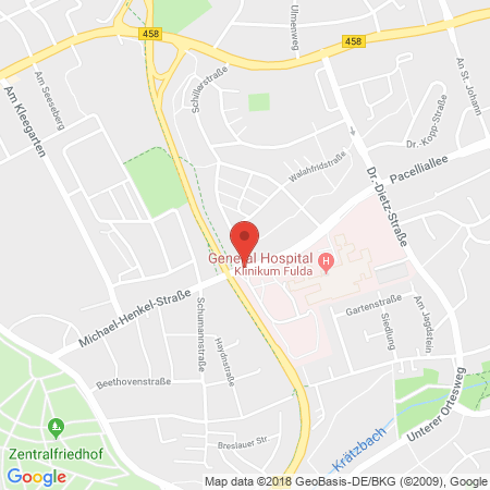 Position der Autogas-Tankstelle: Agip Tankstelle in 36043, Fulda