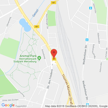 Position der Autogas-Tankstelle: Aral Tankstelle in 06217, Merseburg