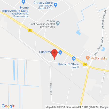 Position der Autogas-Tankstelle: Markttankstelle in 27432, Bremervörde