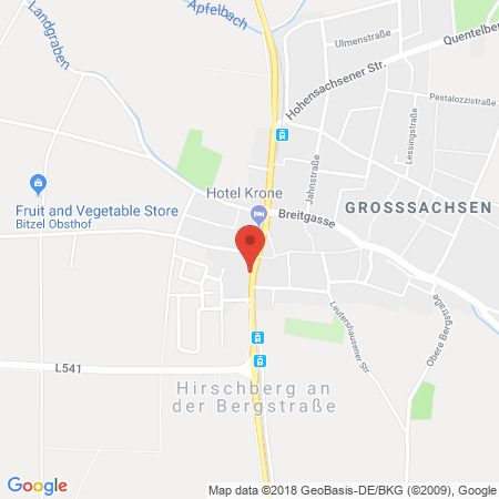 Position der Autogas-Tankstelle: Elan Hirschberg in 69493, Hirschberg