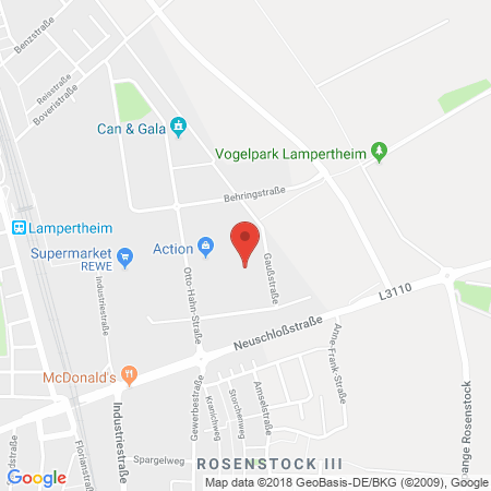 Position der Autogas-Tankstelle: Tankstelle Am E Center in 68623, Lampertheim