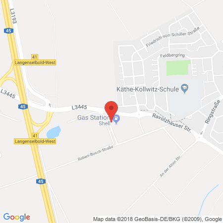 Position der Autogas-Tankstelle: Shell Tankstelle in 63505, Langenselbold