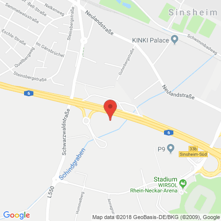Position der Autogas-Tankstelle: Esso Tankstelle in 74889, Sinsheim