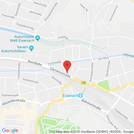 Position der Autogas-Tankstelle: Shell Tankstelle in 99817, Eisenach
