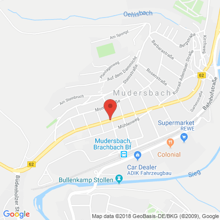 Position der Autogas-Tankstelle: Esso Tankstelle in 57555, Mudersbach