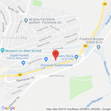 Position der Autogas-Tankstelle: Baywa Tankstelle Altensteig in 72213, Altensteig