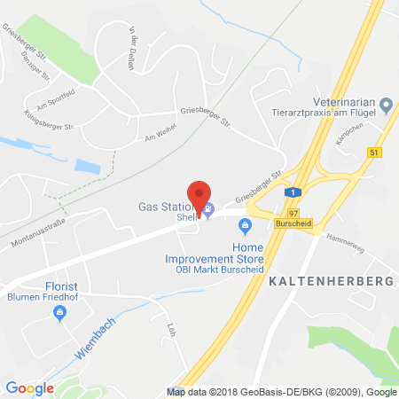 Position der Autogas-Tankstelle: Aral Tankstelle in 51399, Burscheid