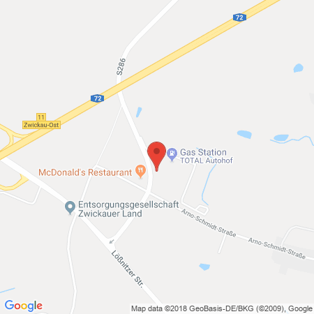 Position der Autogas-Tankstelle: Total Autohof Haertensdorf in 08134, Haertensdorf