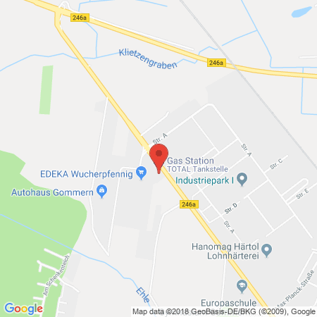 Position der Autogas-Tankstelle: Total Gommern in 39245, Gommern