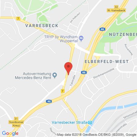 Position der Autogas-Tankstelle: Esso Tankstelle in 42115, Wuppertal