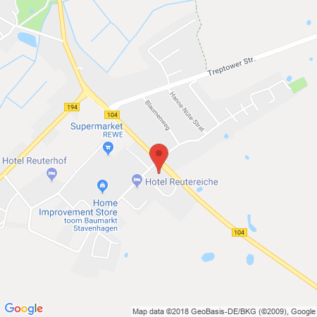 Position der Autogas-Tankstelle: HEM Tankstelle in 17153, Reuterstadt Stavenhagen